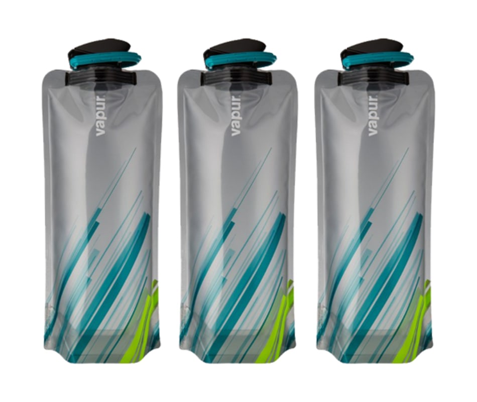 vapur element 1l collapsible water bottle grey teal 3 pack vapur trail