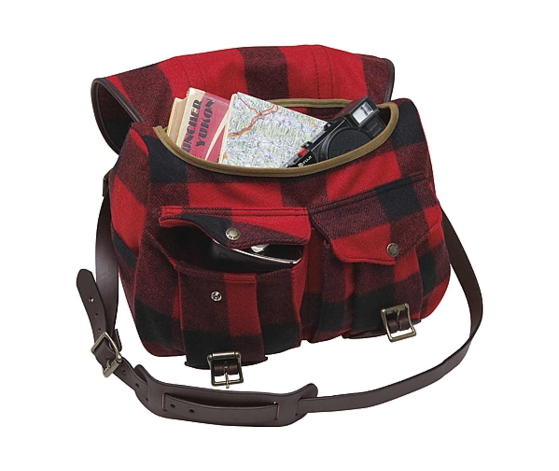 Filson 70103 Wool Medium Field Bag Red / Black Plaid