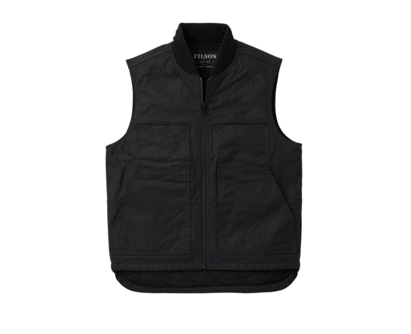 Filson Tin Cloth Insulated Work Vest Black, tough work vest