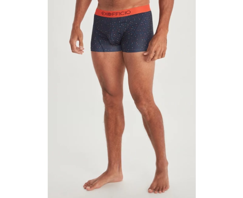 ExOfficio Men's Give N Go Sport 2.0 Boxer Brief 3 - Navy Triangles/molten  Lava - Large