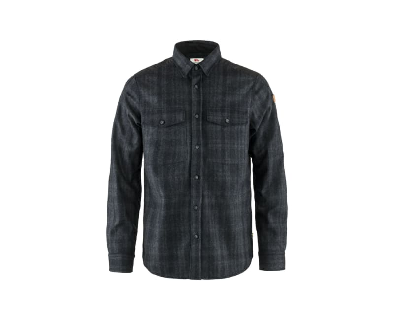 Fjallraven Men's Ovik Re-Wool Long Sleeve Shirt - Grey-dark Grey - 2XL