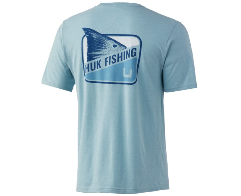 Huk Men's Red Fin Badge Tee - Porcelain Blue Heather - Small