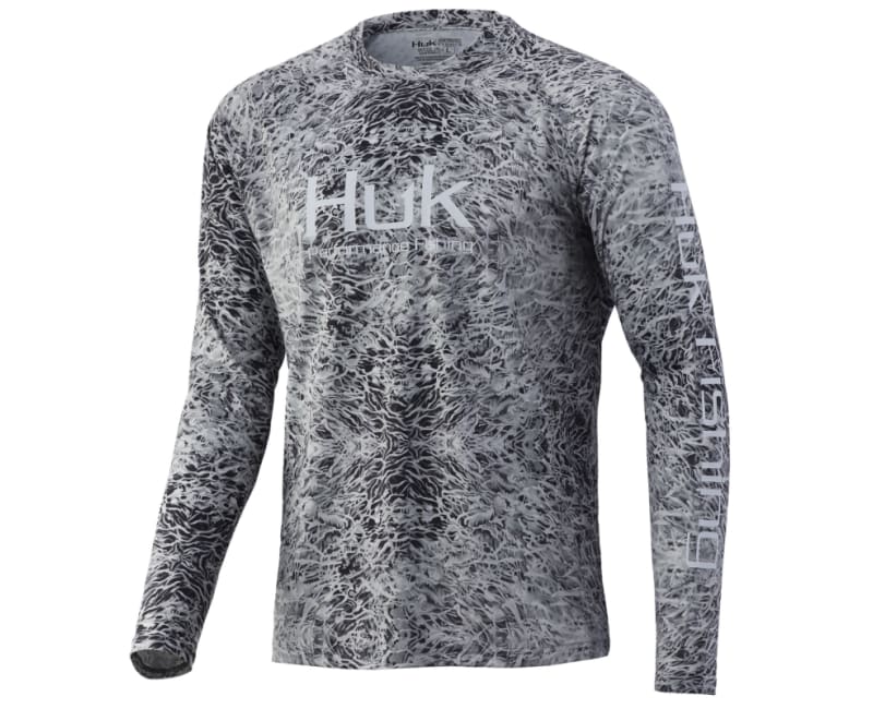 Huk Men's Vc Turtle Grass Pursuit Long Sleeve - Grey - Large