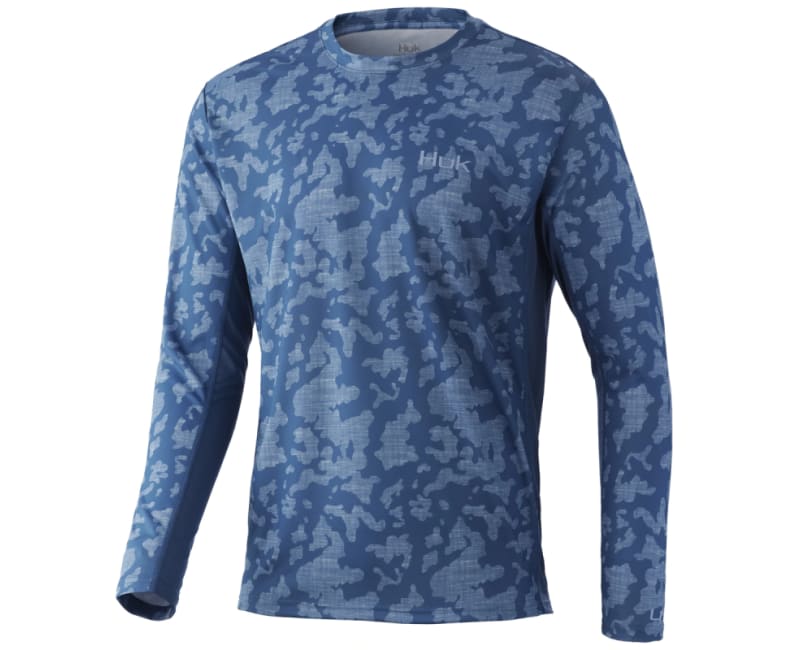 Huk Men's Icon x Long Sleeve Shirt, Medium, Titanium Blue