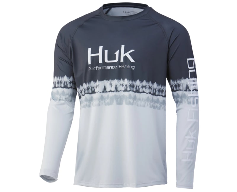 Huk Men's Salt Stripe Pursuit Ls - Volcanicanic Ash - Medium