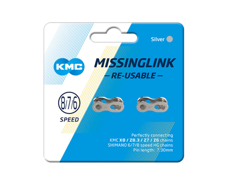 KMC Chain ML57305, MissingLink 7.3R, CL573R, Silver, 2/board