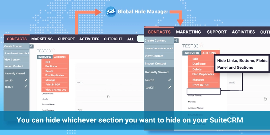 SuiteCRM Global Hide Manager