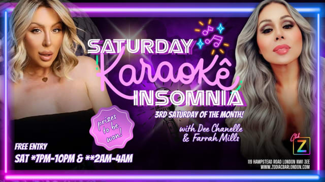 Saturday Karaoke Insomnia with Dee & Farrah (3rd Saturdays)