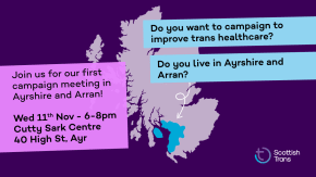 Trans healthcare campaigning: Ayrshire and Arran tickets