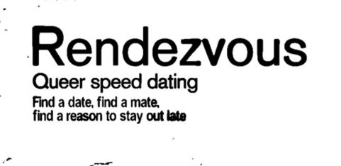 Rendezvous - Achillean Speed Dating - aged 30+