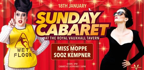 Sunday Cabaret with Sooz Kempner and Miss Moppe
