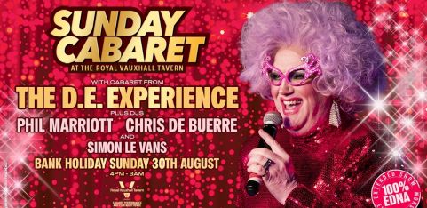 August Bank Holiday Sunday Cabaret with The D.E. Experience