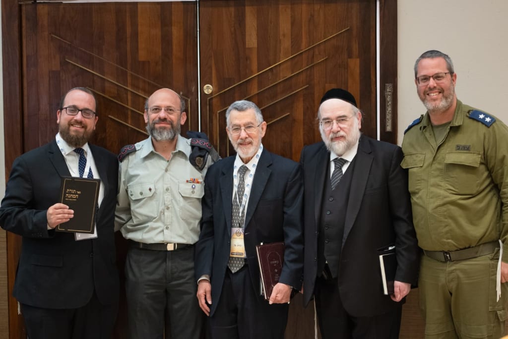 L-R: Rabbi Ezra Friedman of OU Kosher Israel, Rabbi Chaim Weisberg Chief Rabbi of IDF, Rabbi Menachem Genack CEO OU Kosher, Rabbi Moshe Elefant COO OU Kosher, Rabbi Neriya Rosenthal Chief of Kosher in IDF