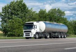 A food-grade liquid bulk tank trailer.