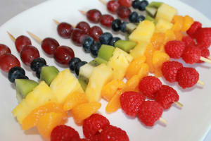 Arranging Fruit on skewers