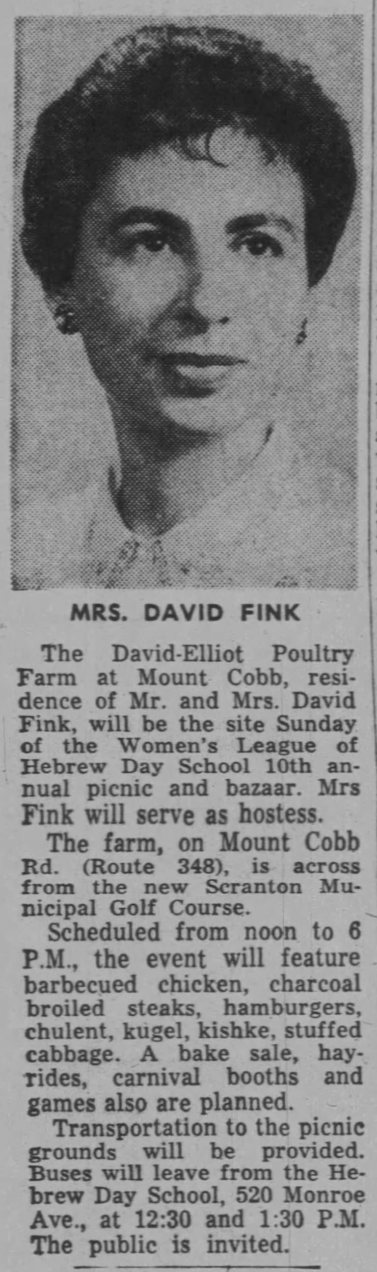 Newspaper clipping representing Mrs. Fink