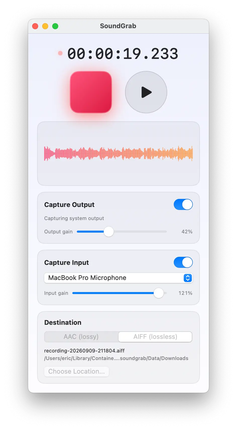 SoundGrab in light mode