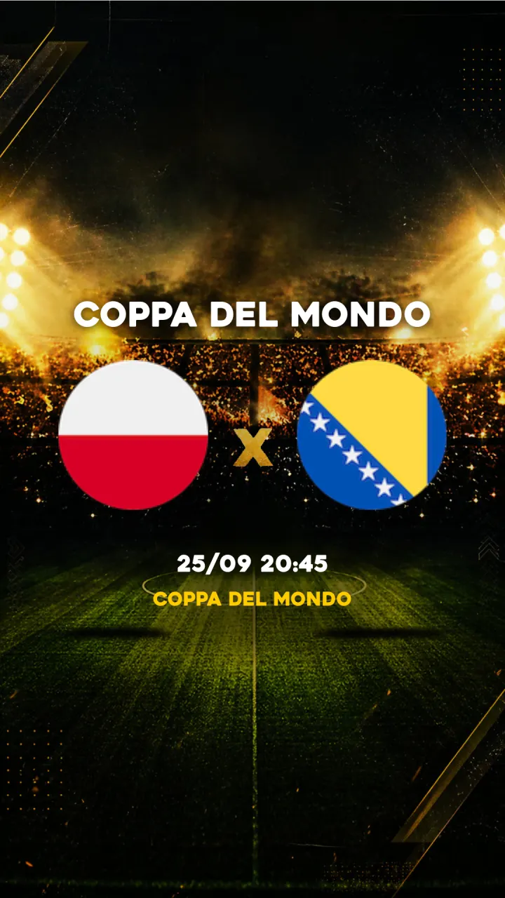 Flyer Polônia vs Bosnia ed Erzegovina - Coppa del Mondo - 25/09 20:45