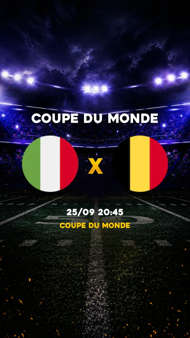 Flyer Itália vs Belgique - Coupe du Monde - 25/09 20:45