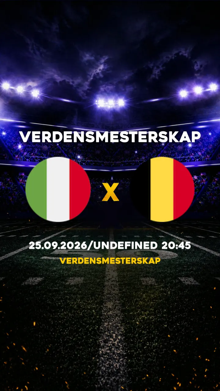 Flyer Itália vs Belgia - Verdensmesterskap - 25.09.2026/UNDEFINED 20:45