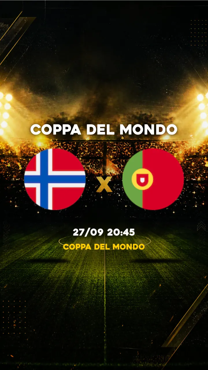 Flyer Norvegia vs Portogallo - Coppa del Mondo - 27/09 20:45