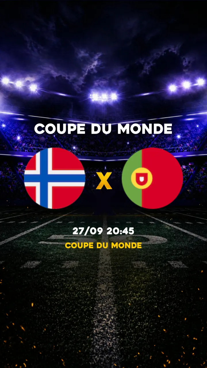 Flyer Norvège vs Portugal - Coupe du Monde - 27/09 20:45