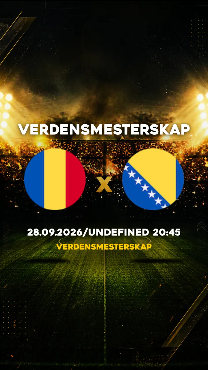 Flyer Romênia vs Bosnia-Hercegovina - Verdensmesterskap - 28.09.2026/UNDEFINED 20:45