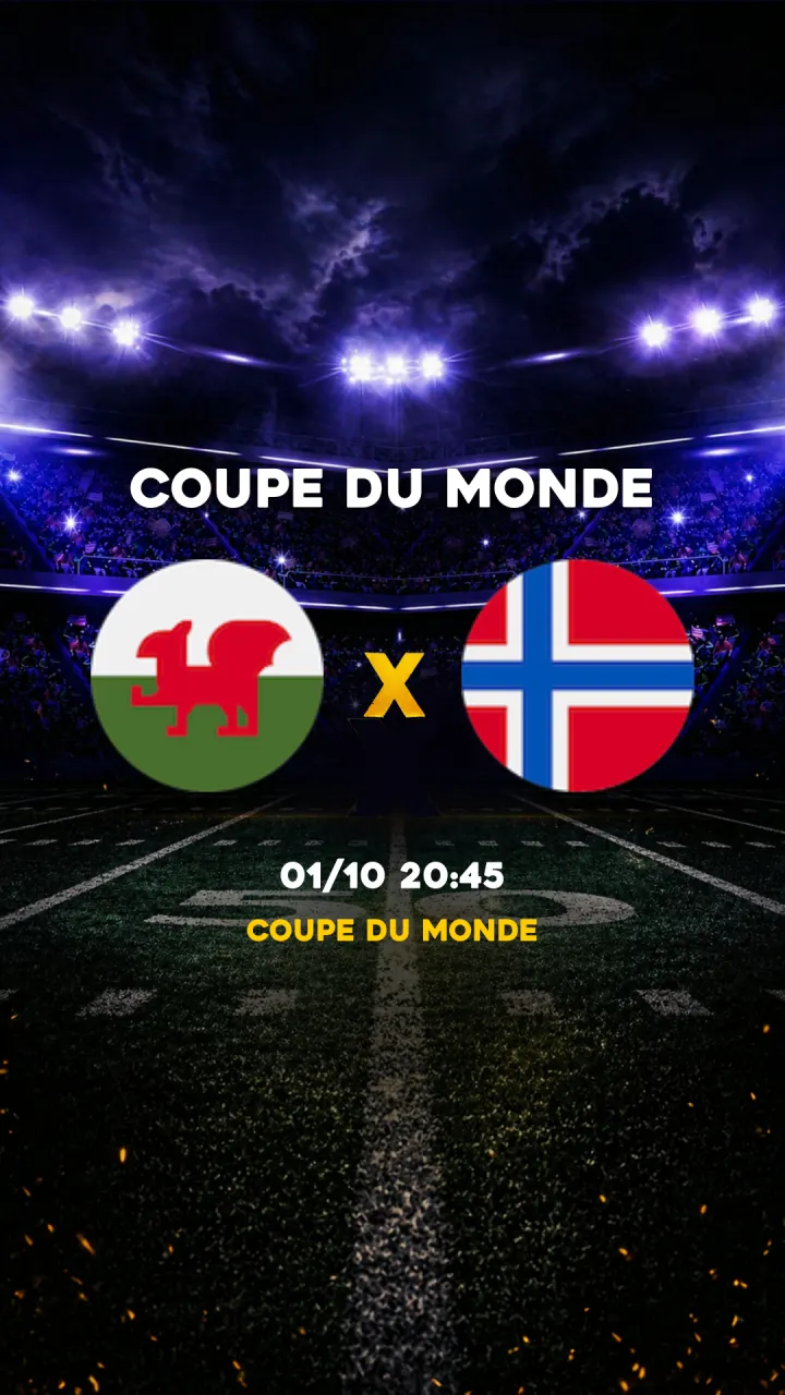 Flyer País de Gales vs Norvège - Coupe du Monde - 01/10 20:45