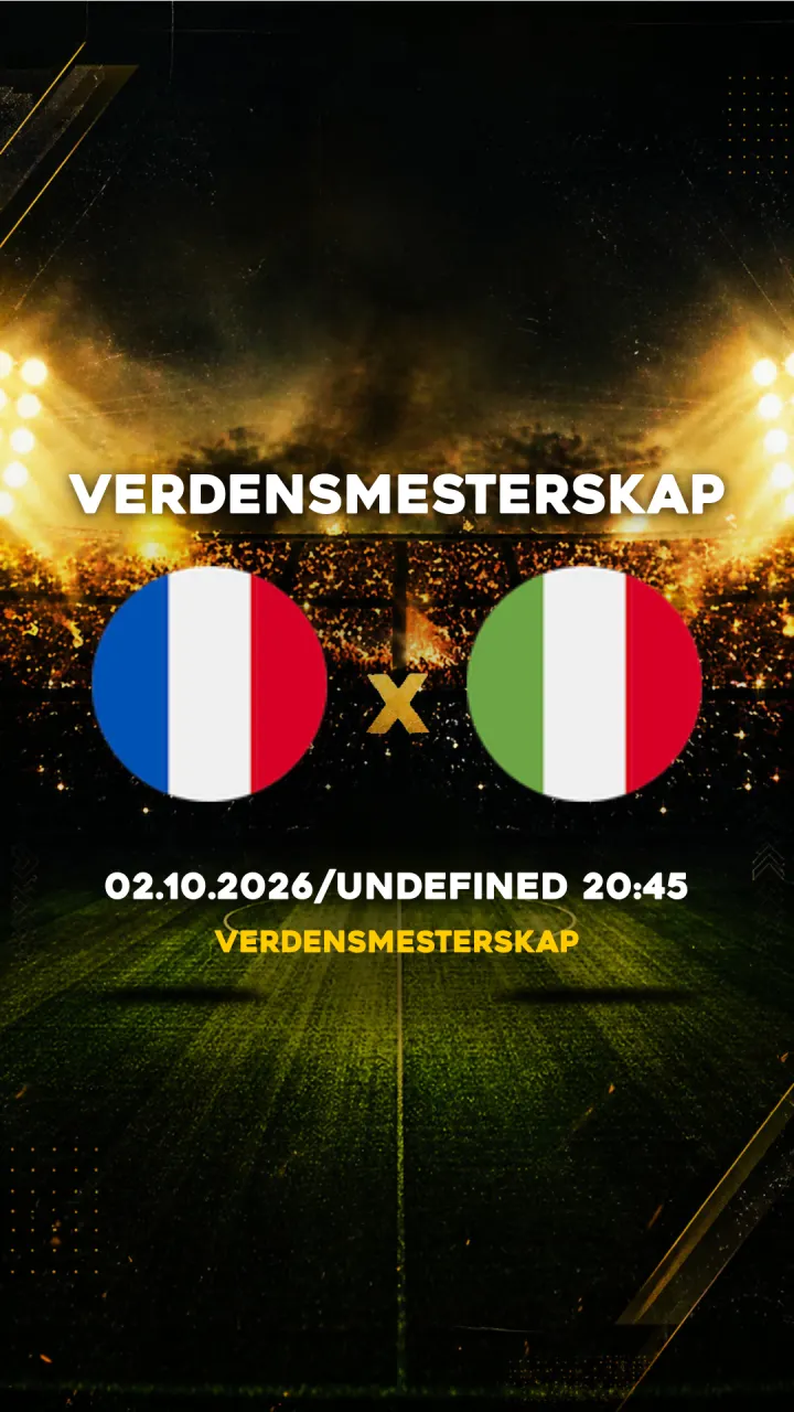Flyer Frankrike vs Itália - Verdensmesterskap - 02.10.2026/UNDEFINED 20:45