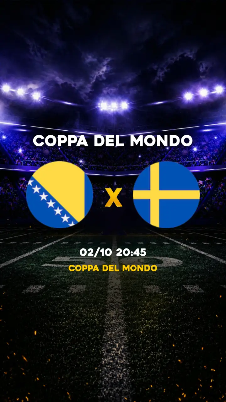 Flyer Bosnia ed Erzegovina vs Svezia - Coppa del Mondo - 02/10 20:45
