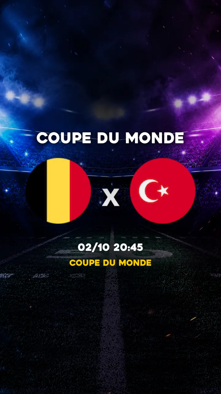 Flyer Belgique vs Turquia - Coupe du Monde - 02/10 20:45