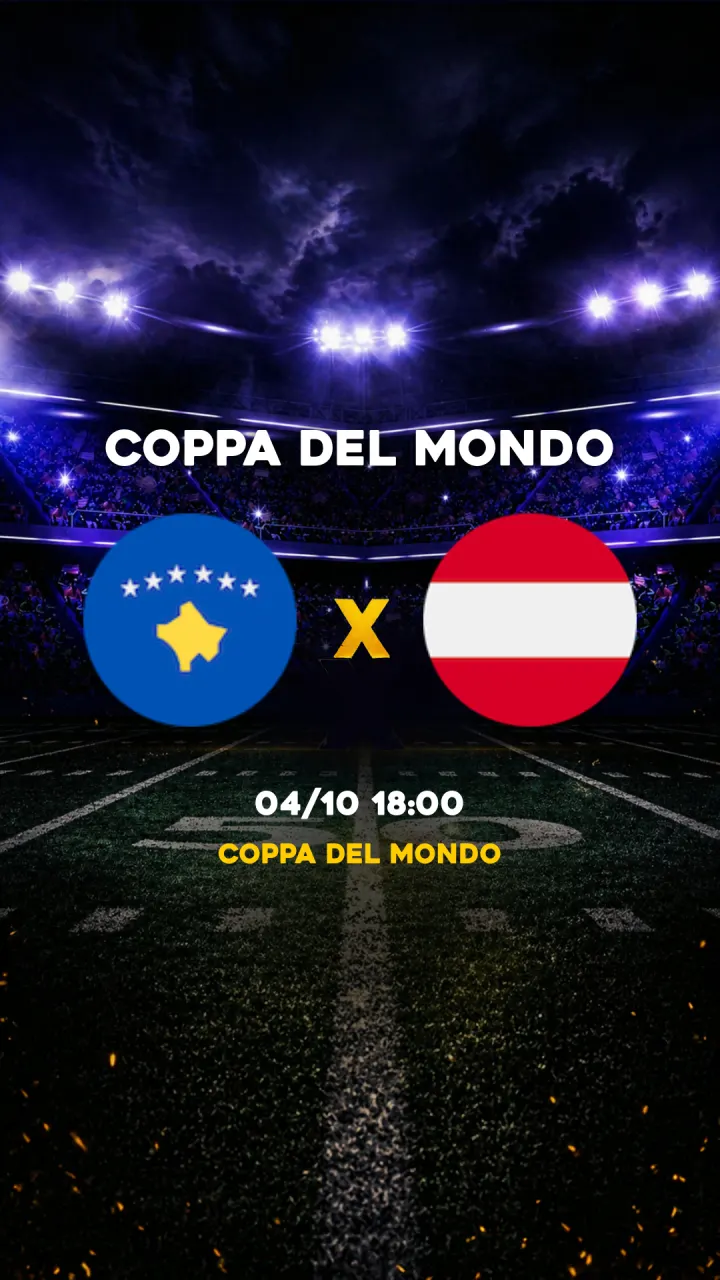 Flyer Kosovo vs Austria - Coppa del Mondo - 04/10 18:00