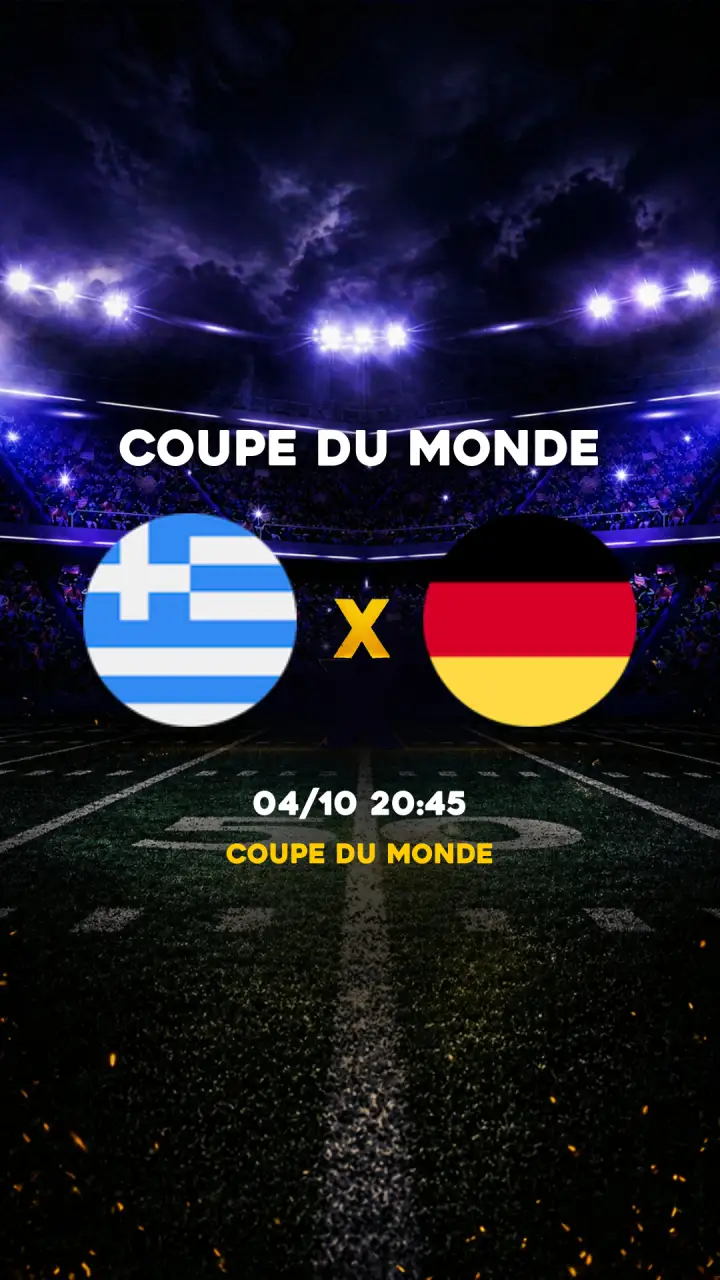 Flyer Grécia vs Allemagne - Coupe du Monde - 04/10 20:45