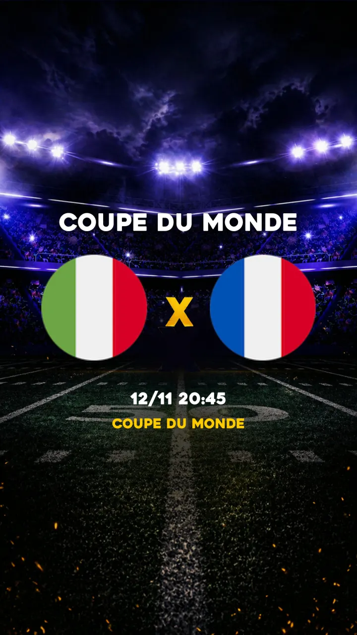 Flyer Itália vs France - Coupe du Monde - 12/11 20:45