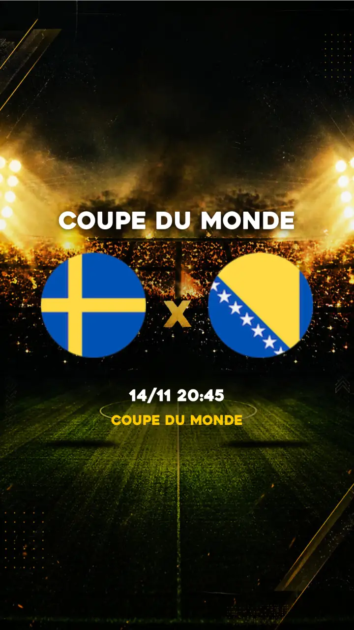 Flyer Suède vs Bosnie-Herzégovine - Coupe du Monde - 14/11 20:45