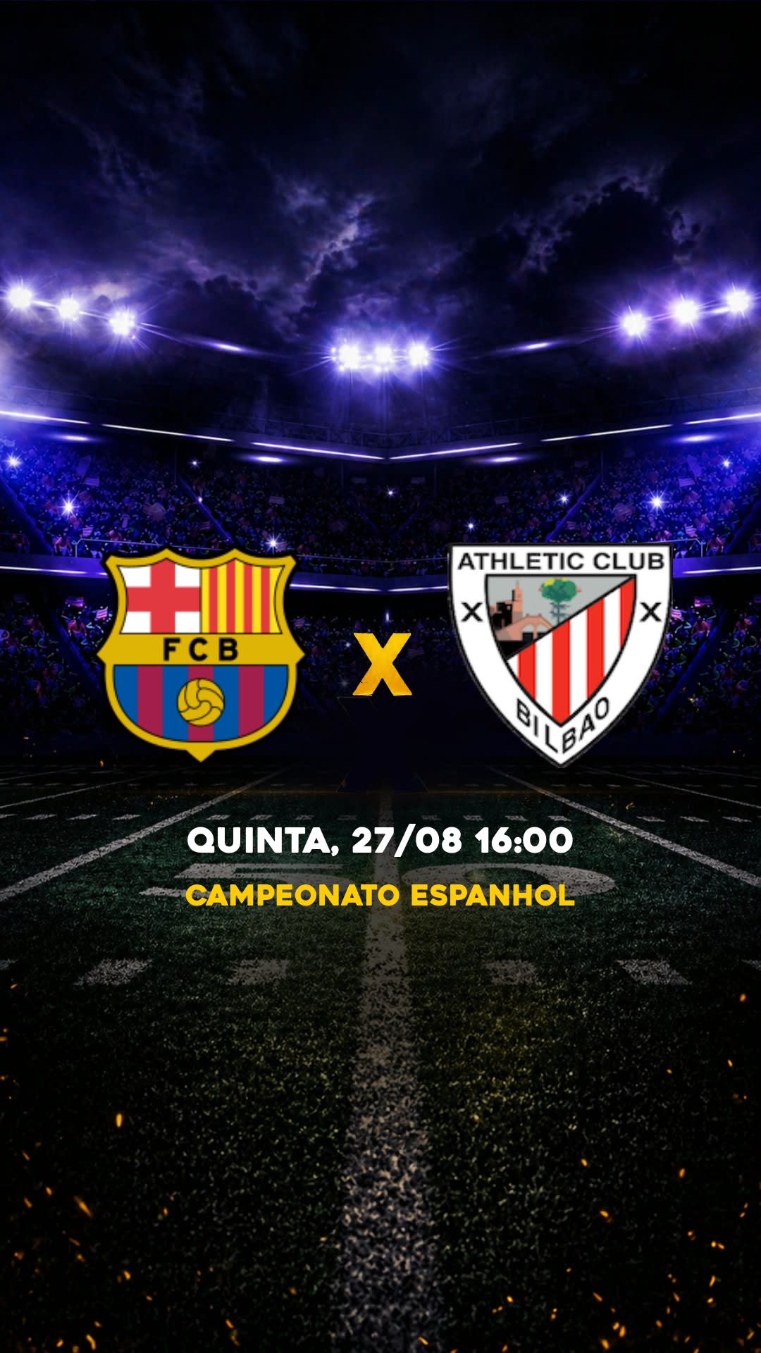 Flyer Barcelona x Athletic Bilbao - Campeonato Espanhol - Quinta, 27/08 16:00 - Download gratis futebol