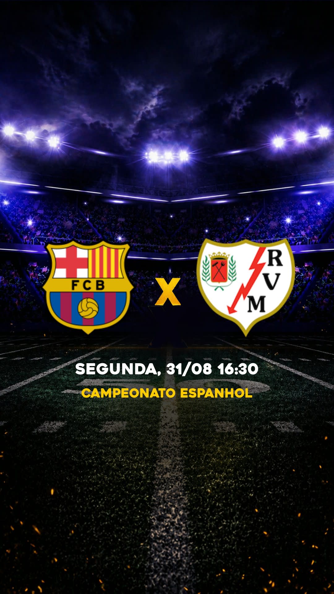 Flyer Barcelona x Rayo Vallecano - Campeonato Espanhol - Segunda, 31/08 16:30 - Download gratis futebol