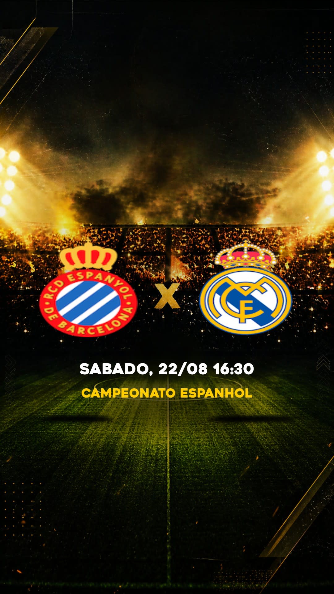 Flyer Espanyol x Real Madrid - Campeonato Espanhol - Sabado, 22/08 16:30 - Download gratis futebol