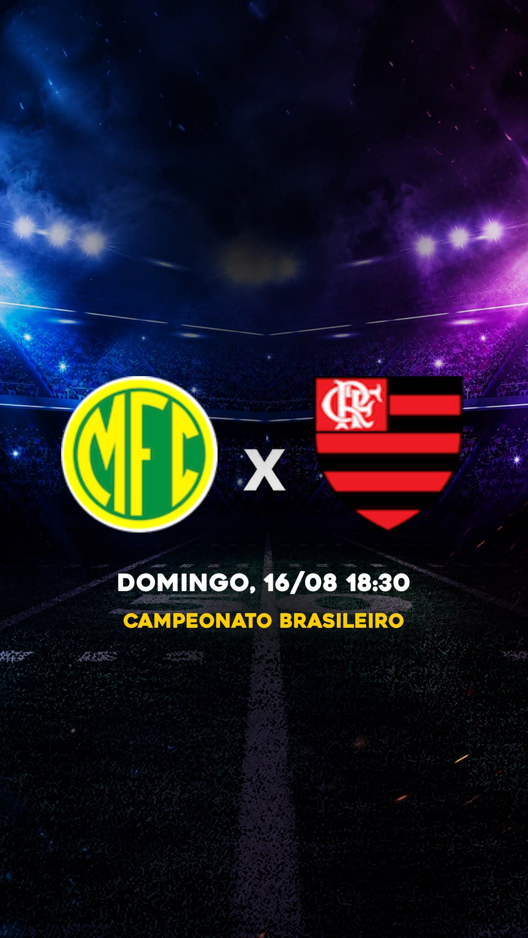 Flyer Mirassol x Flamengo - Campeonato Brasileiro - Domingo, 16/08 18:30 - Download gratis futebol