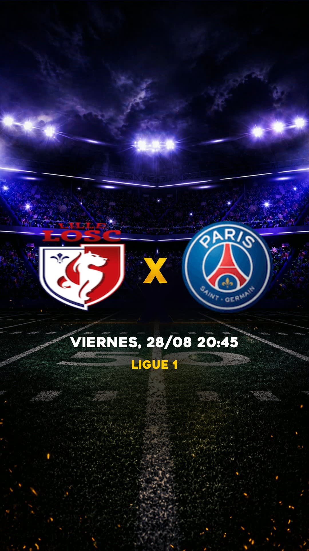 Flyer Lille x PSG - Ligue 1 - Viernes, 28/08 20:45 - Descarga gratis fútbol