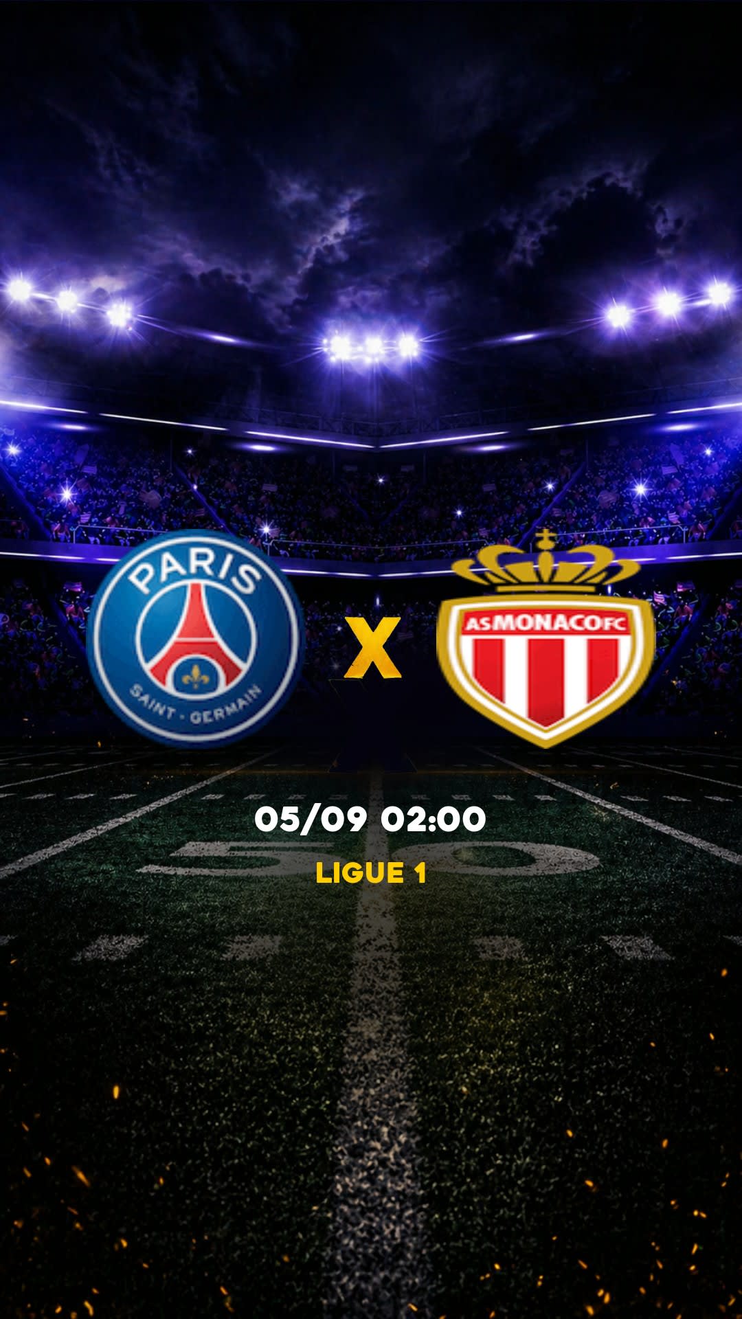 Flyer PSG x Mônaco - Ligue 1 - Viernes, 04/09 20:45 - Descarga gratis fútbol