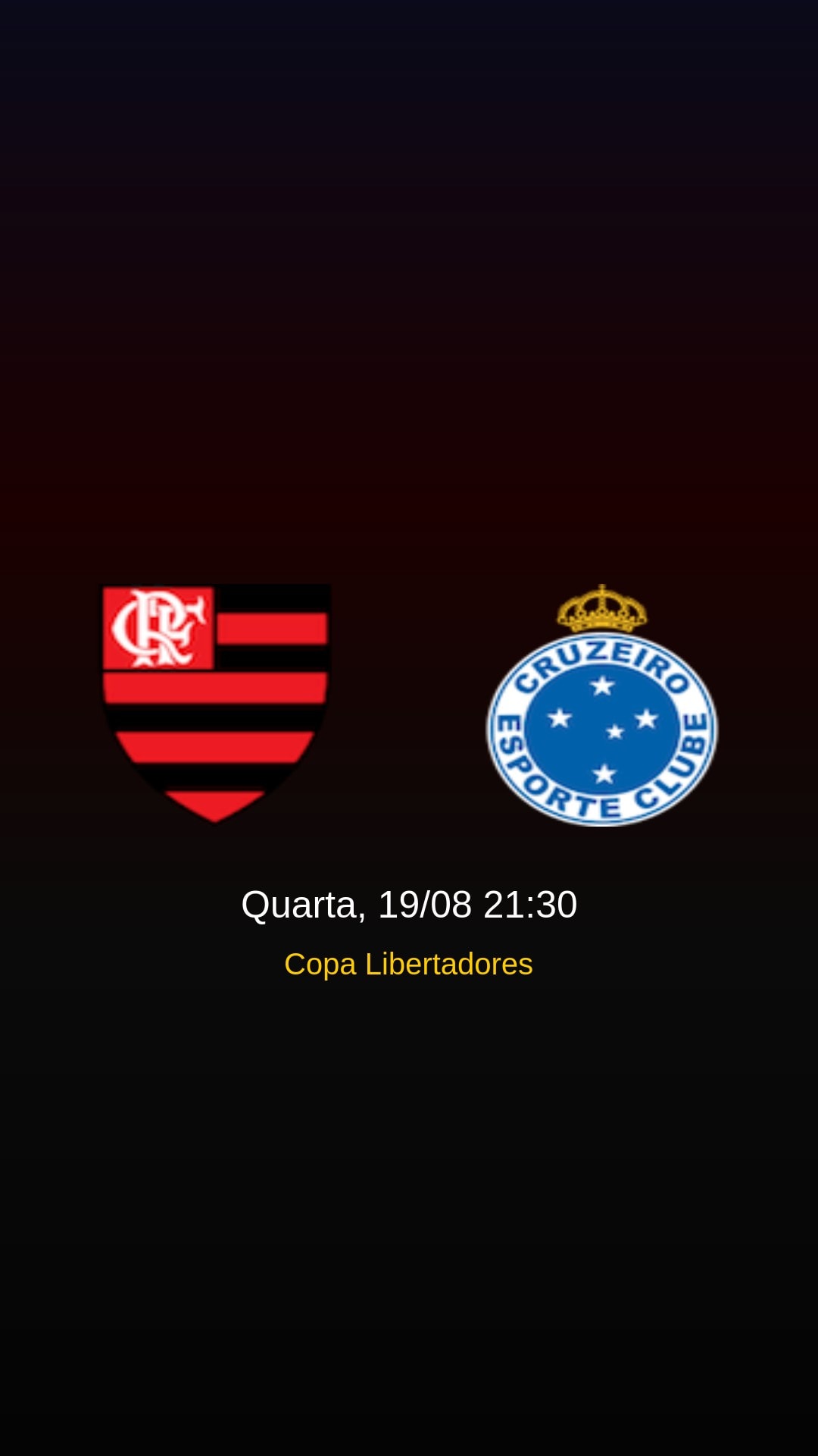 Flyer Flamengo x Cruzeiro - Copa Libertadores - Quarta, 19/08 21:30 - Download gratis futebol