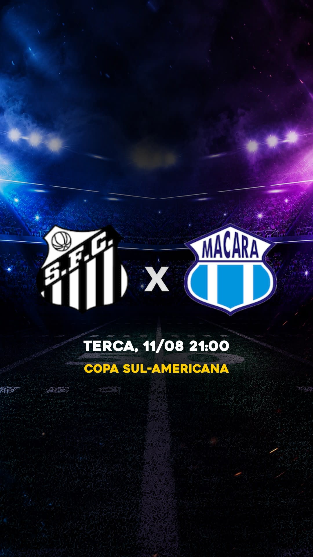 Flyer Santos x Macará - Copa Sul-Americana - Quinta 13/08 19:00 - Download gratis futebol