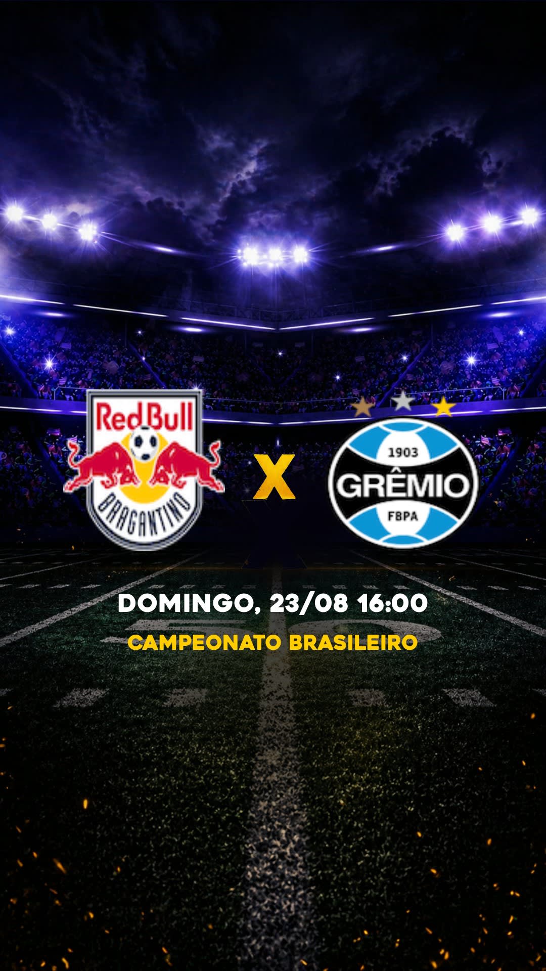 Flyer Bragantino x Grêmio - Campeonato Brasileiro - Domingo, 23/08 16:00 - Download gratis futebol