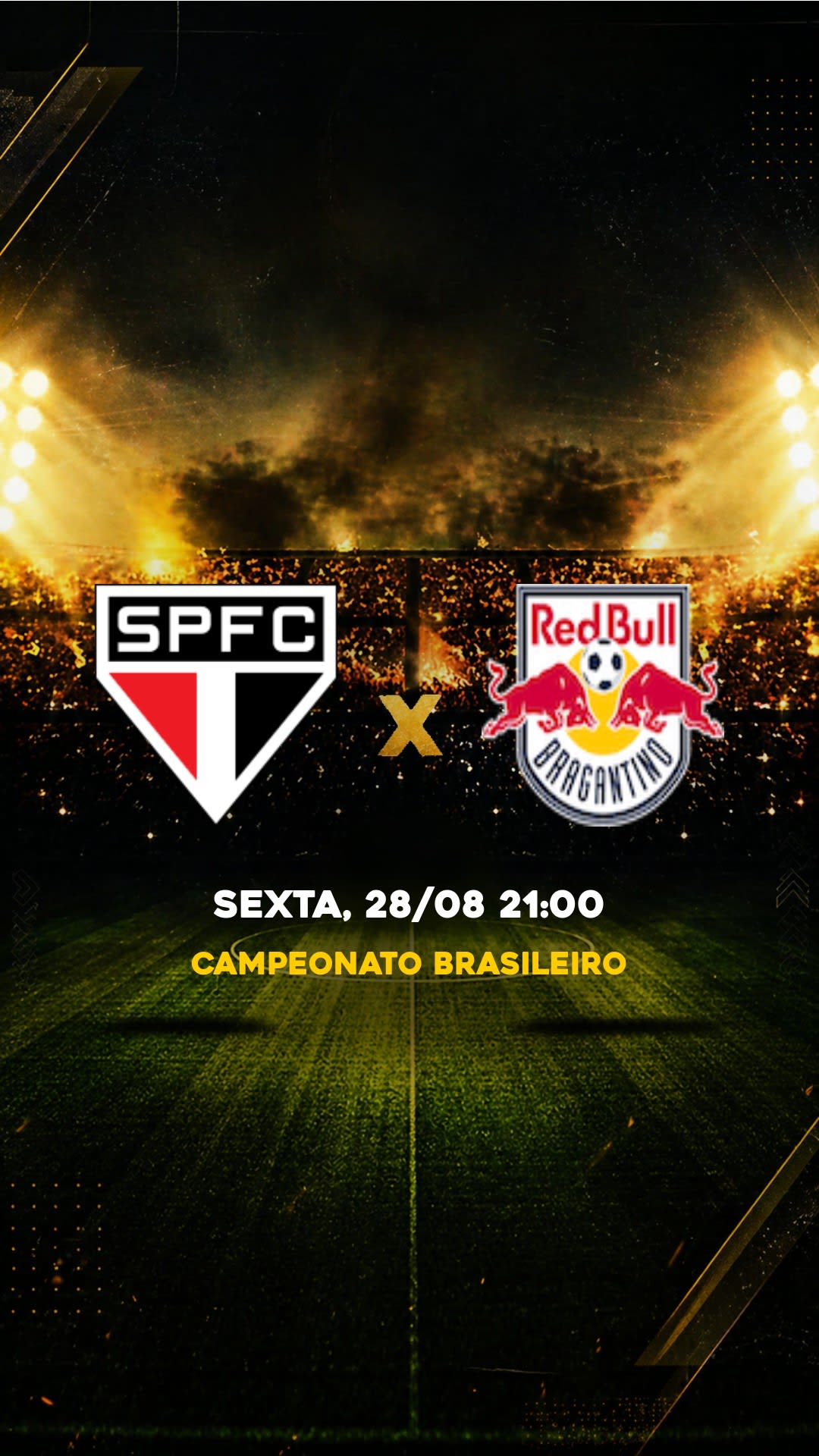 Flyer São Paulo x Bragantino - Campeonato Brasileiro - SEXTA, 28/08 21:00 - Download gratis futebol