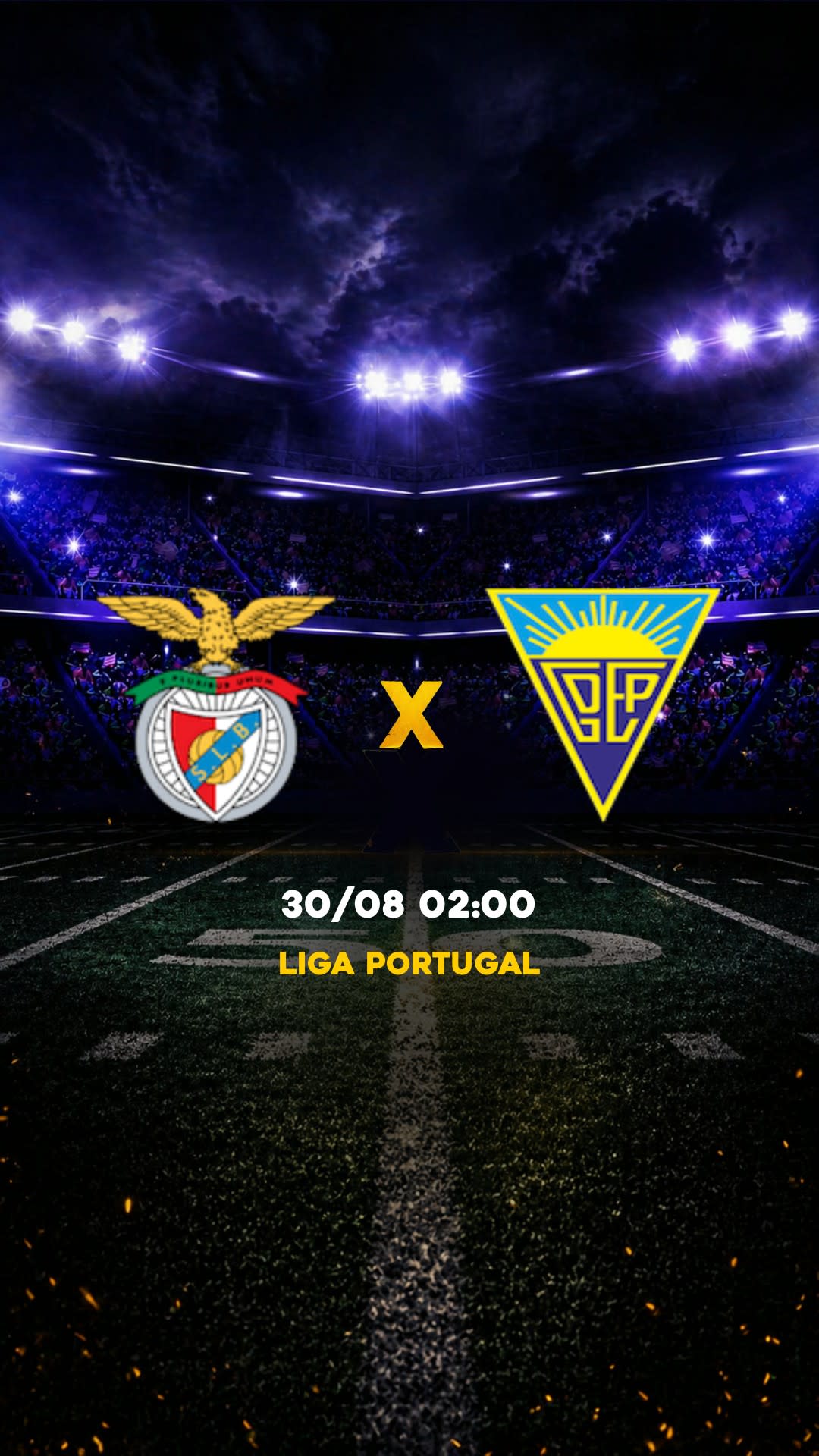 Flyer Benfica x Estoril - Liga Portugal - 31/08 02:00 - Descarga gratis fútbol