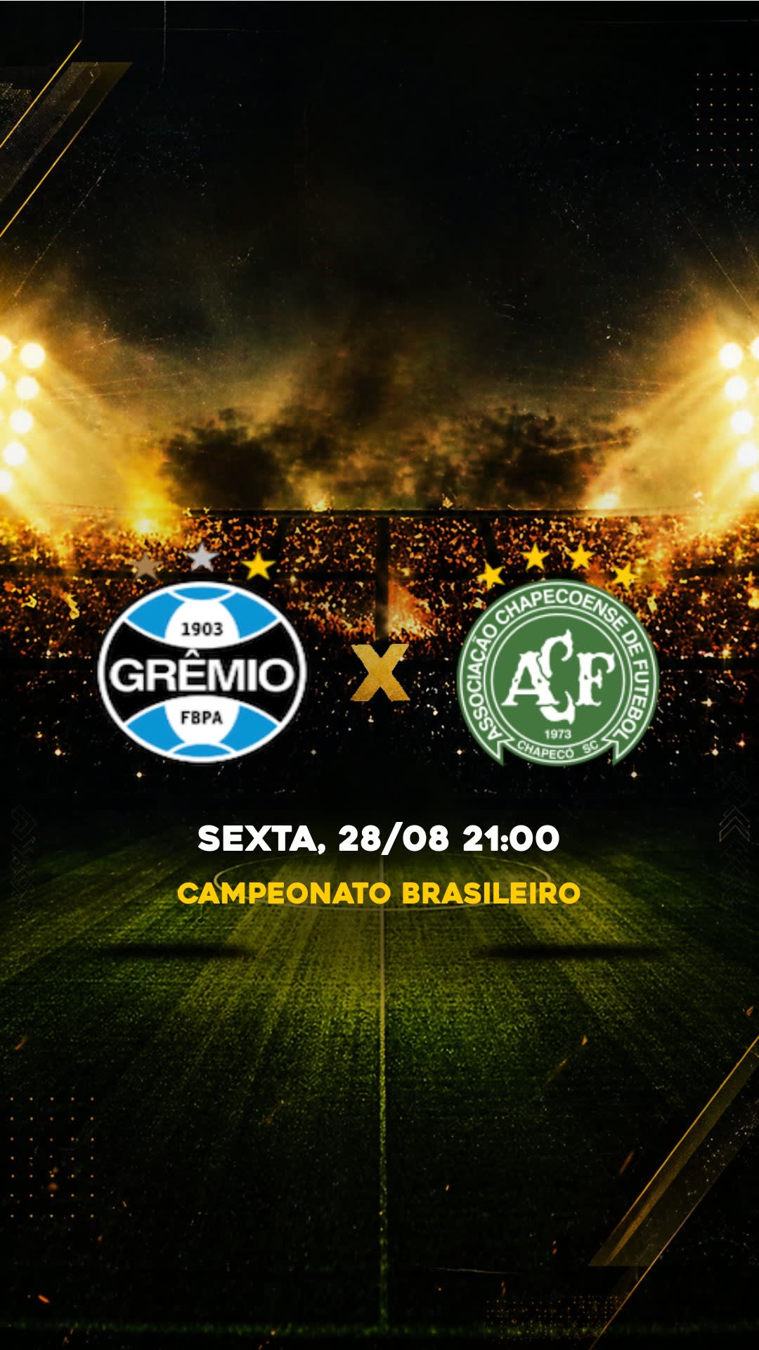 Flyer Grêmio x Chapecoense - Campeonato Brasileiro - SEXTA, 28/08 21:00 - Download gratis futebol