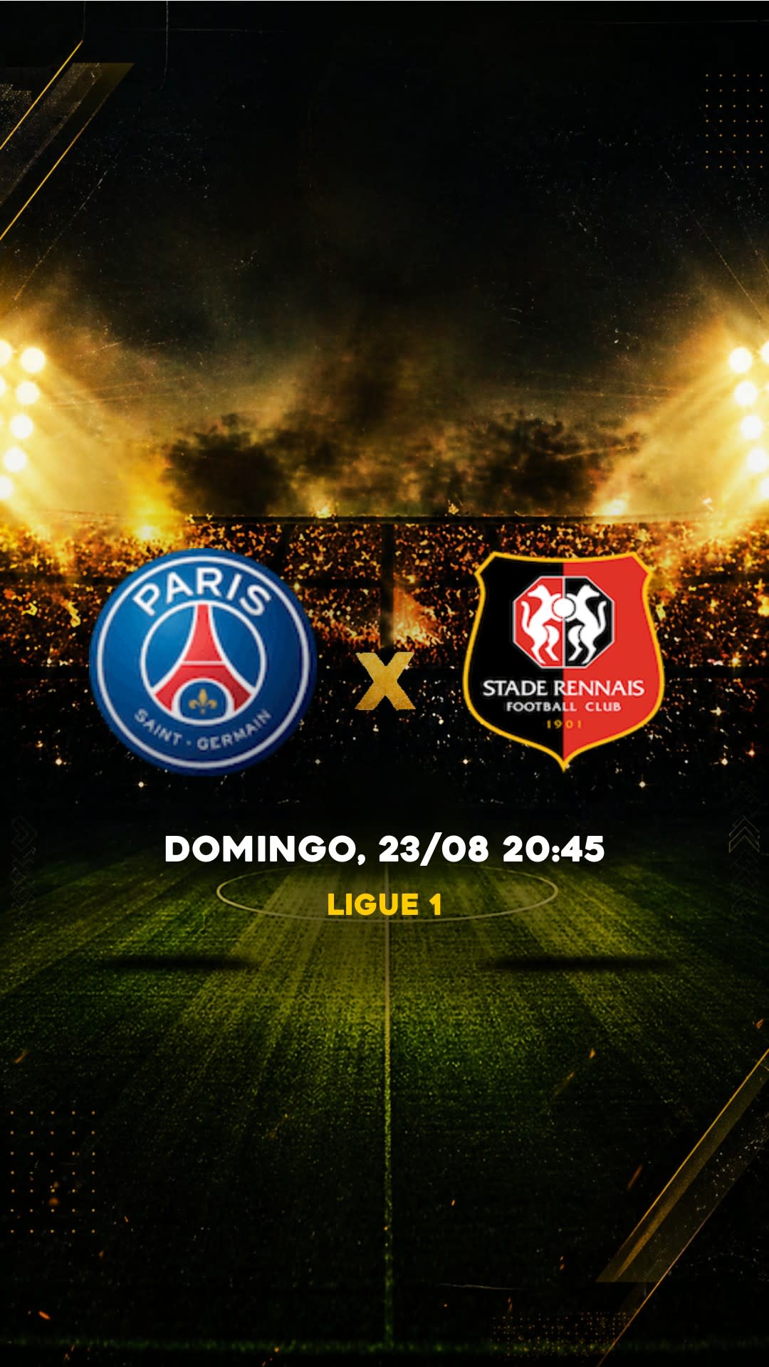 Flyer PSG x Rennes - Ligue 1 - Domingo, 23/08 20:45 - Descarga gratis fútbol