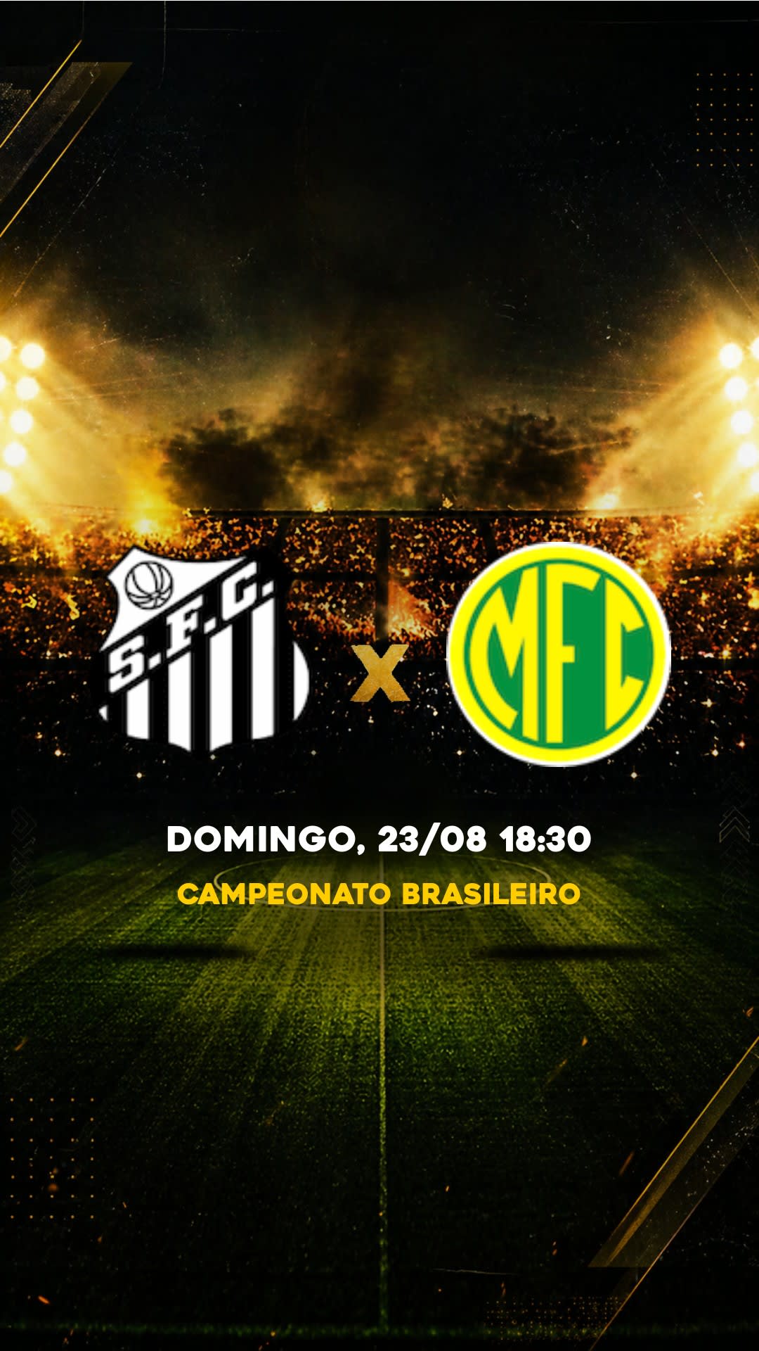 Flyer Santos x Mirassol - Campeonato Brasileiro - Domingo, 23/08 18:30 - Download gratis futebol