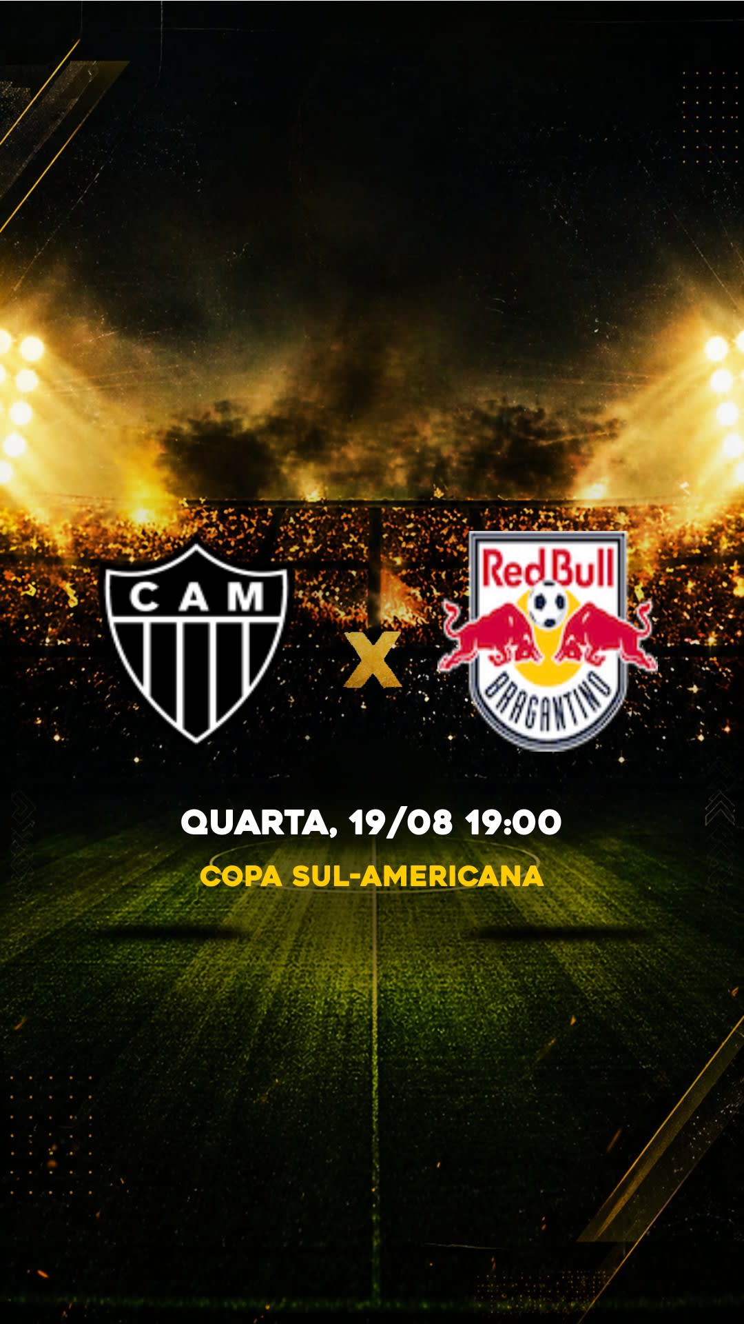 Flyer Atlético-MG x Bragantino - Copa Sul-Americana - Quarta, 19/08 19:00 - Download gratis futebol